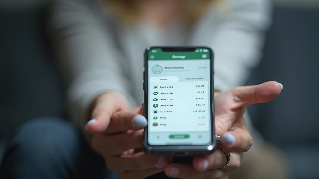 Smartphone zeigt Sparplan-App mit Balkendiagramm und monatlichen Sparzahlen in grüner Grafik